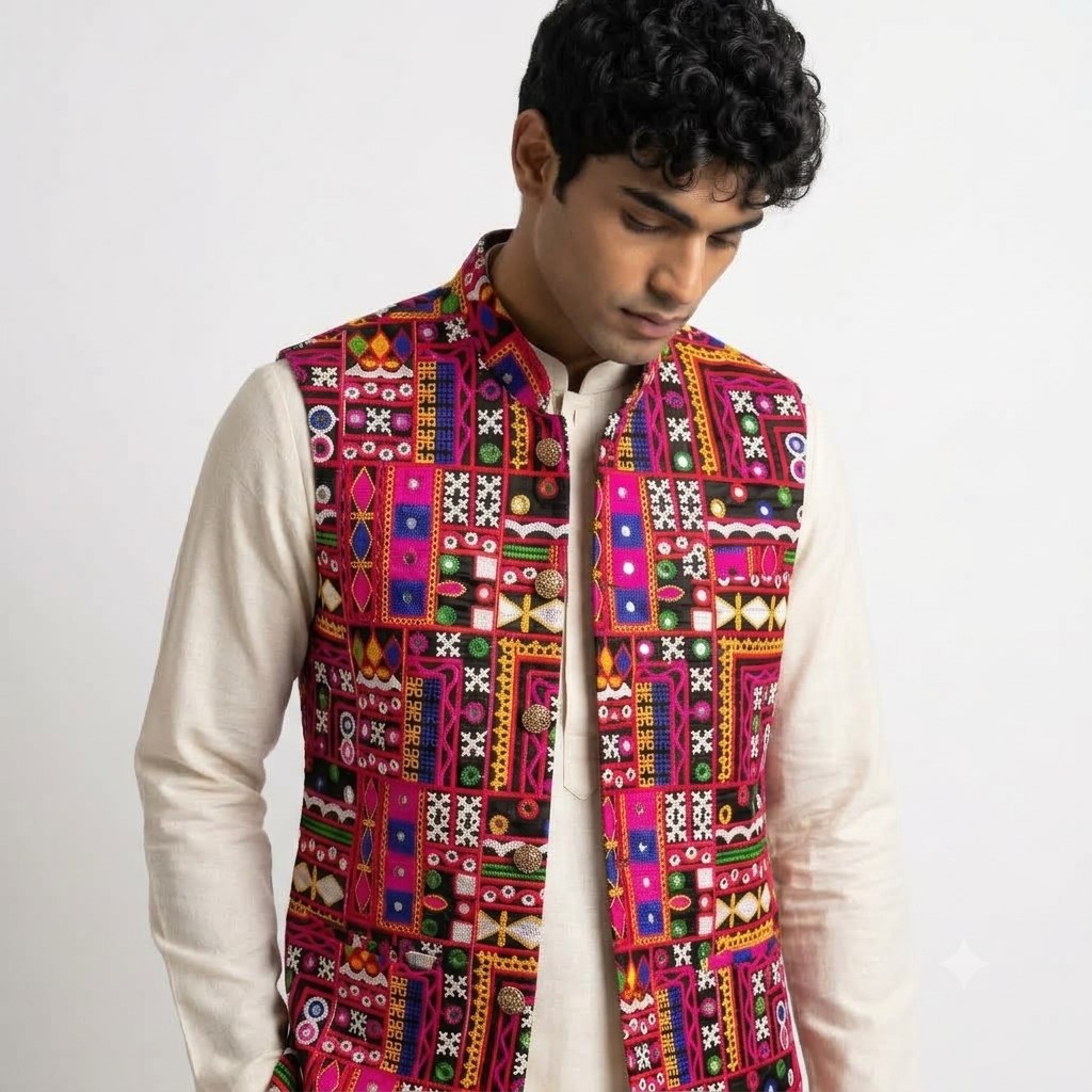 Men's Embroidered Nehru Jacket(5252)