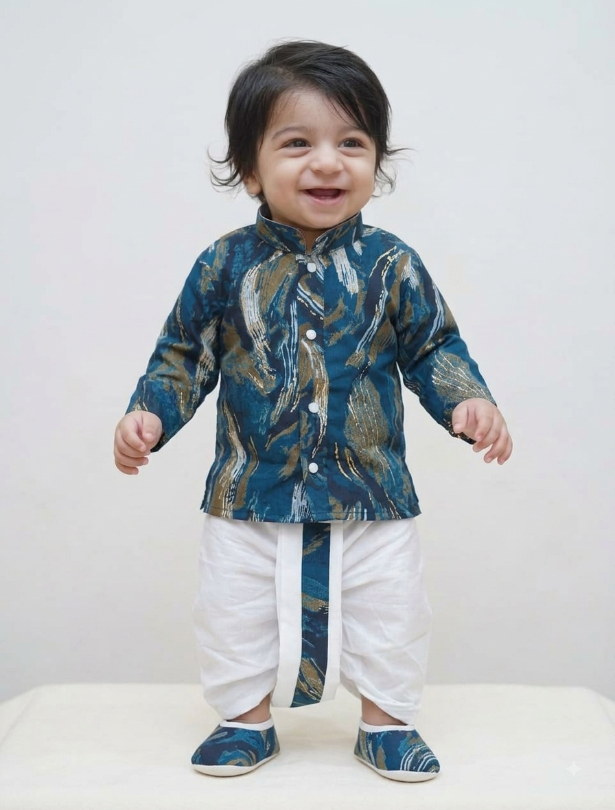 Little Prince Printed Kurta & Dhoti Set(7194)
