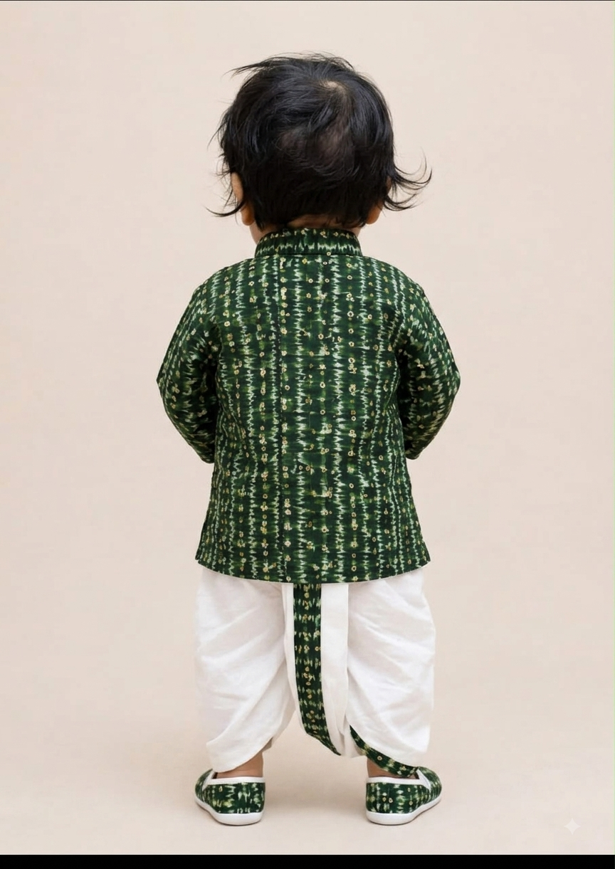 The Emerald Ikat Dhoti Set for Little baby(6204)