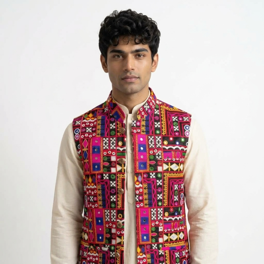 Men's Embroidered Nehru Jacket(5252)