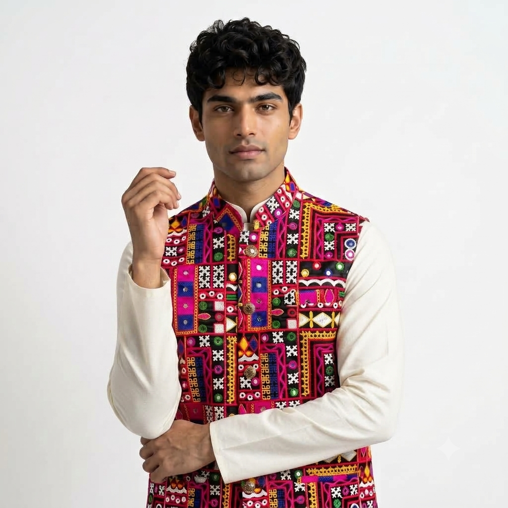 Men's Embroidered Nehru Jacket(5252)