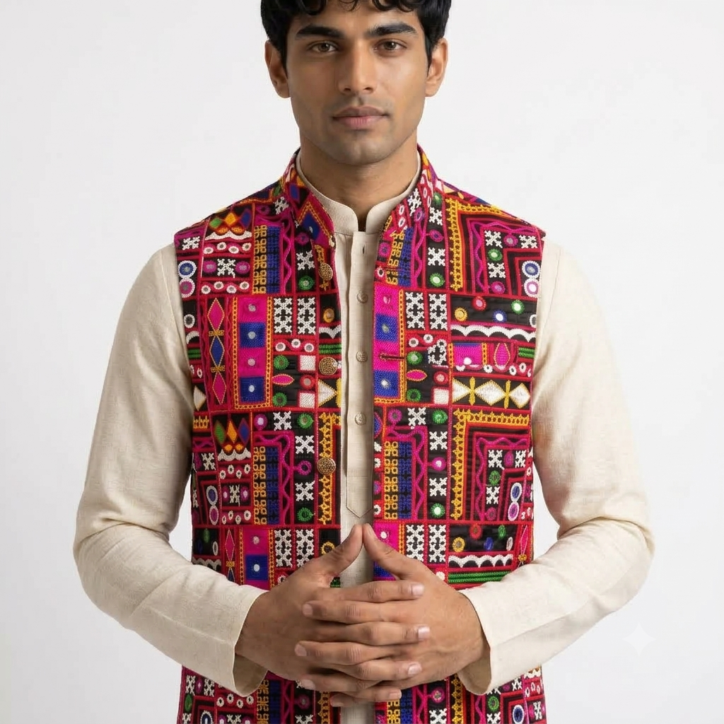 Men's Embroidered Nehru Jacket(5252)