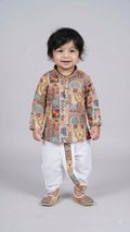 Boys' Geometric Mosaic Print Dhoti Kurta Set(7023)