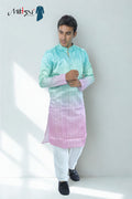 Men’s Pastel Ombre Kurta – Mint to Lilac Silk Shine | Trendy Festive Kurta for Day Events(2020)