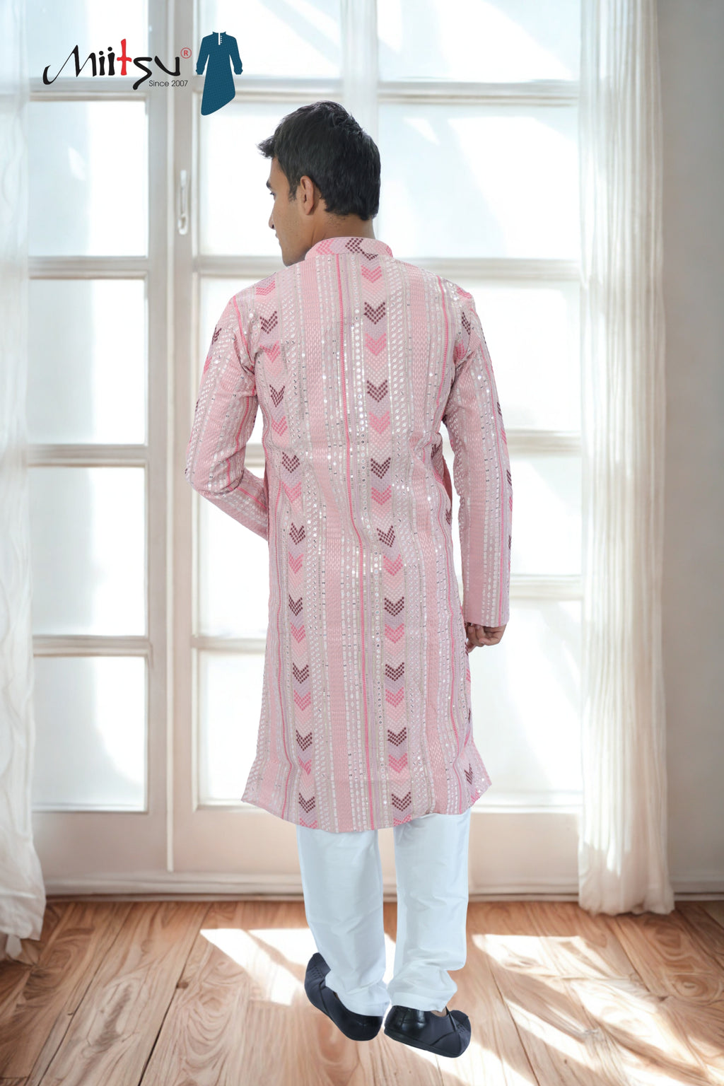 Thread Work with Mirror Lucknowi Kurta Set (5179)