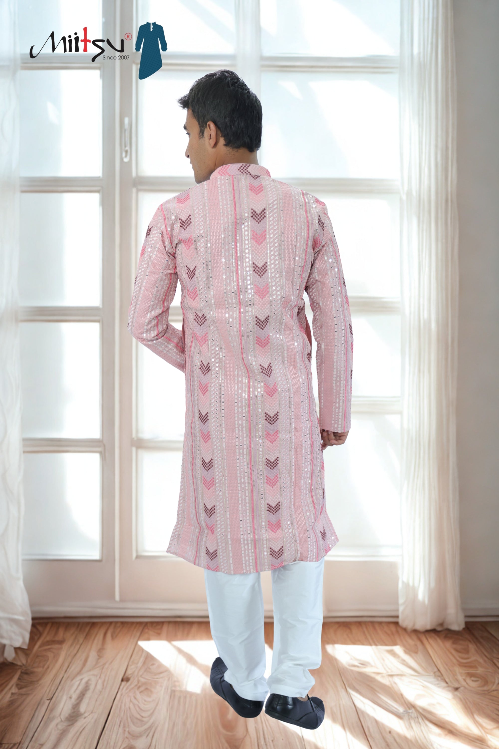 Thread Work with Mirror Lucknowi Kurta Set (5179)