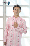 Thread Work with Mirror Pink Lucknowi Kurta Set (5179)