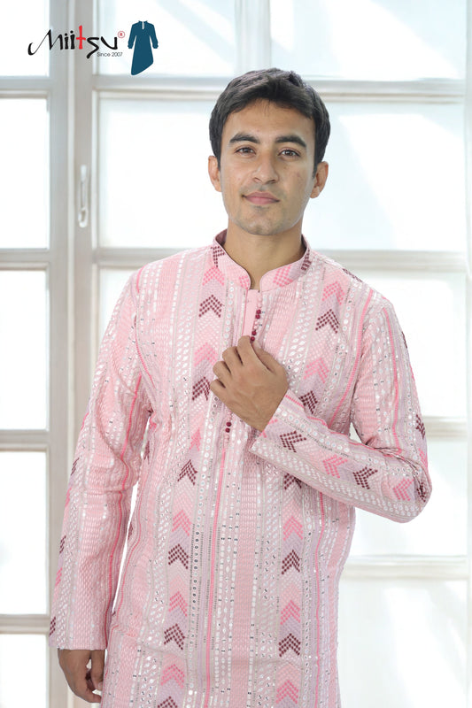Thread Work with Mirror Lucknowi Kurta Set (5179)