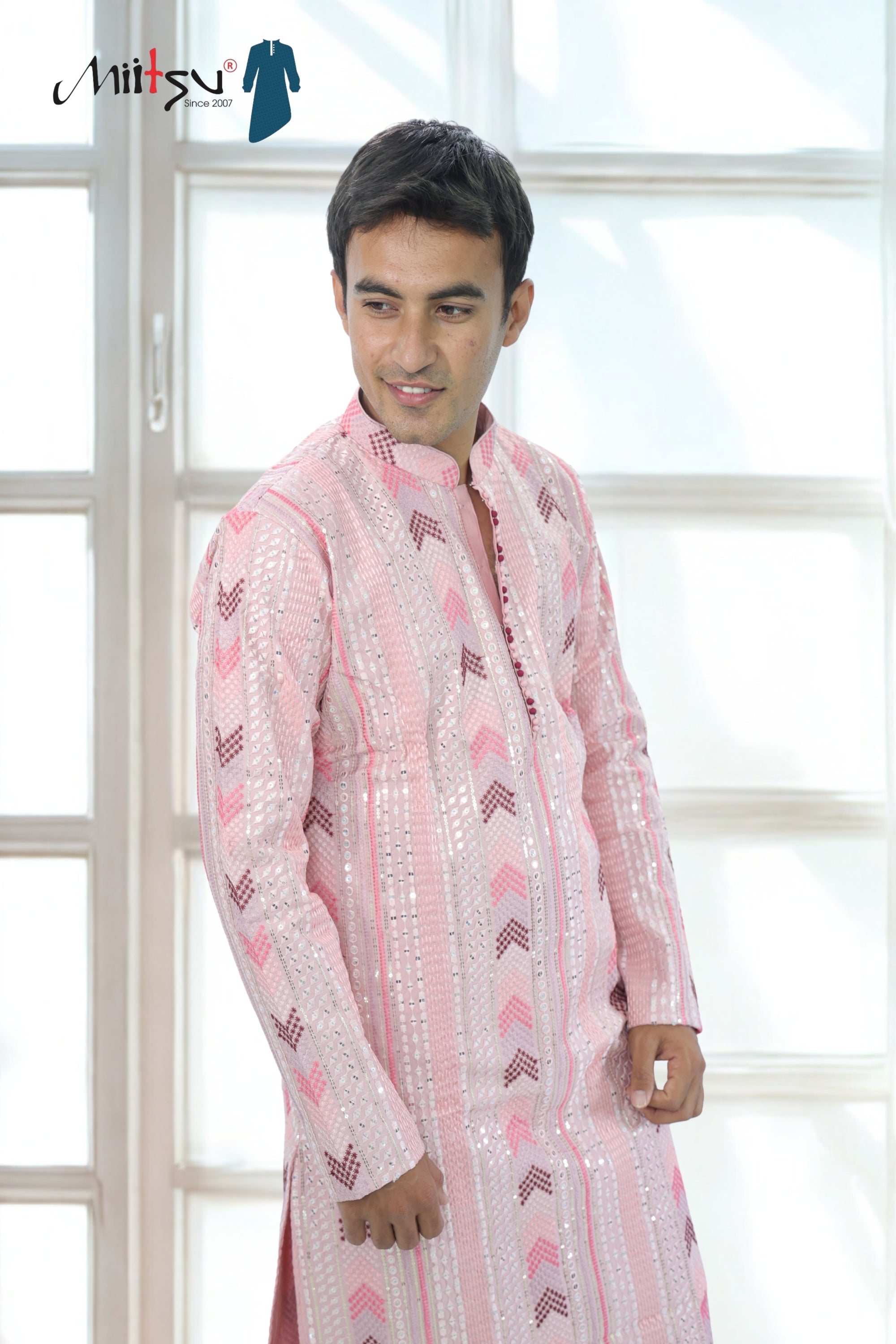 Thread Work with Mirror Lucknowi Kurta Set (5179)