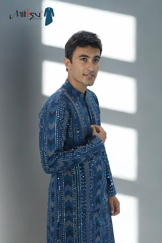 Thread Work with Mirror Lucknowi Kurta Set (5179)