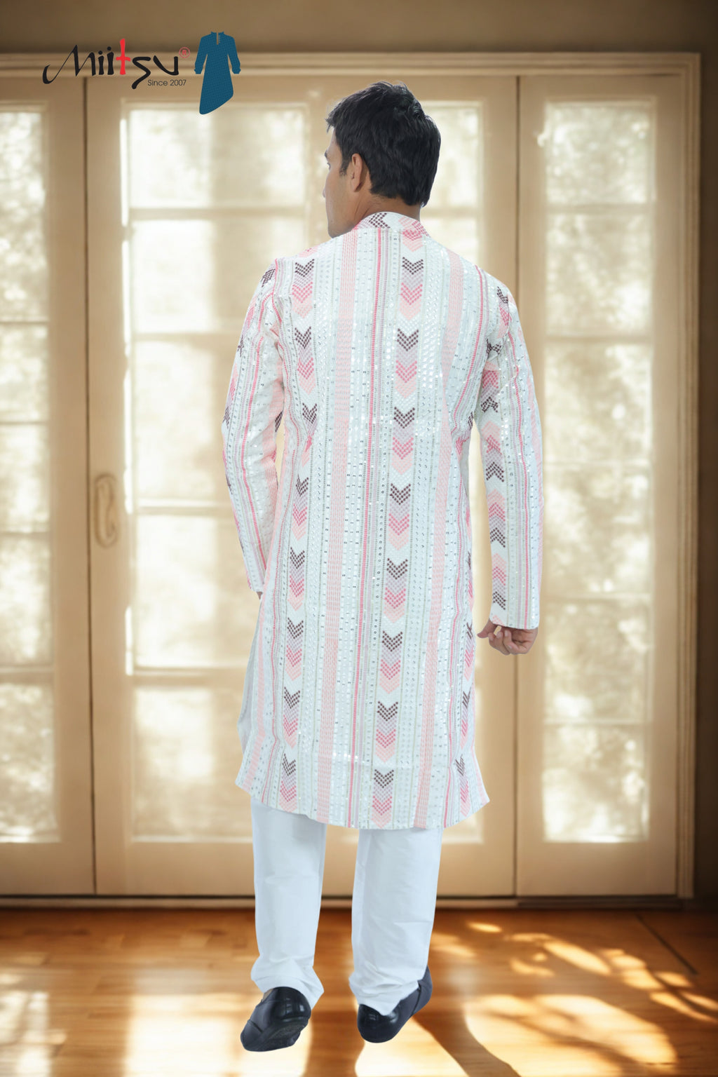 Thread Work with Mirror Lucknowi Kurta Set (5179)