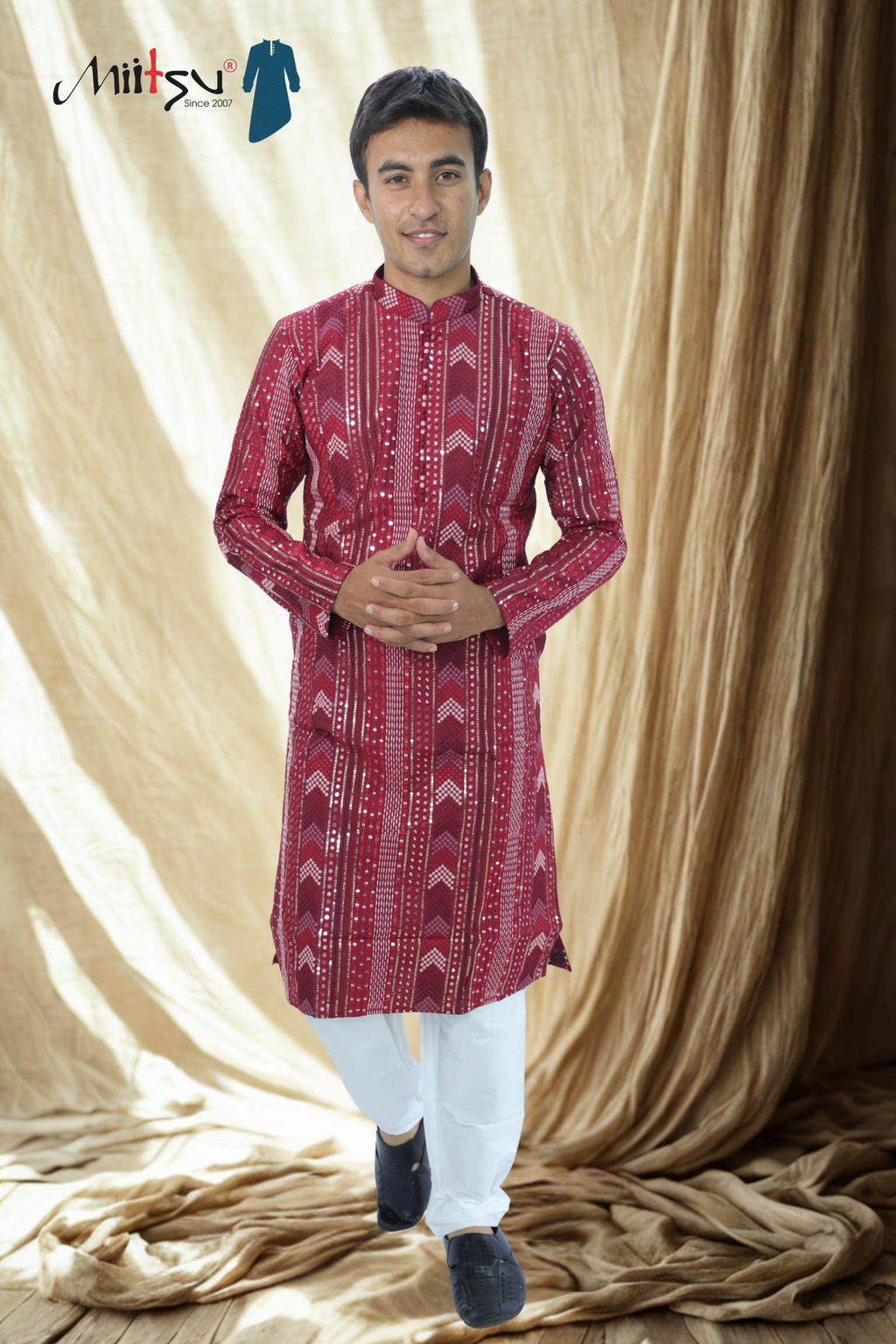 Thread Work with Mirror Lucknowi Kurta Set (5179)