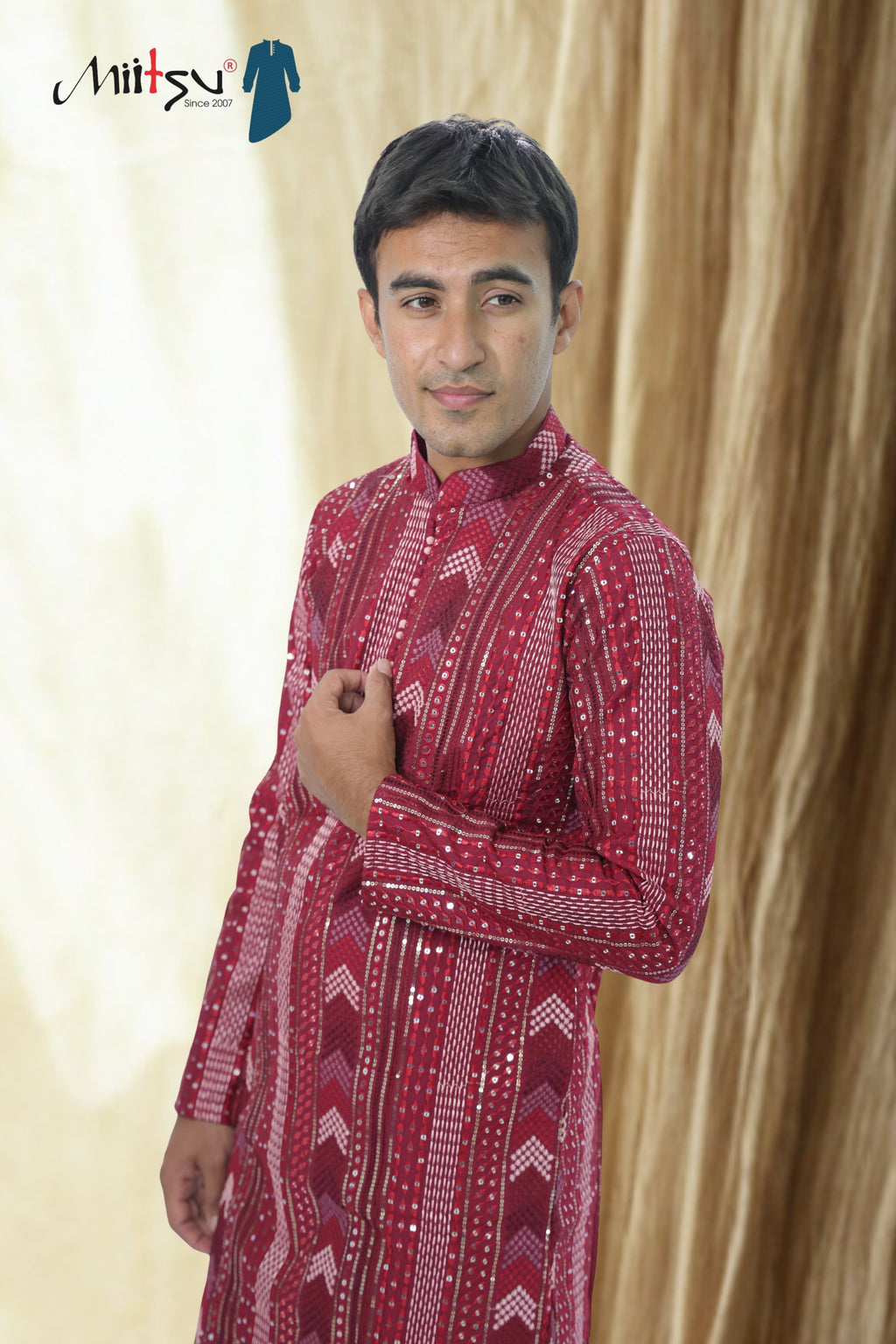 Thread Work with Mirror Lucknowi Kurta Set (5179)