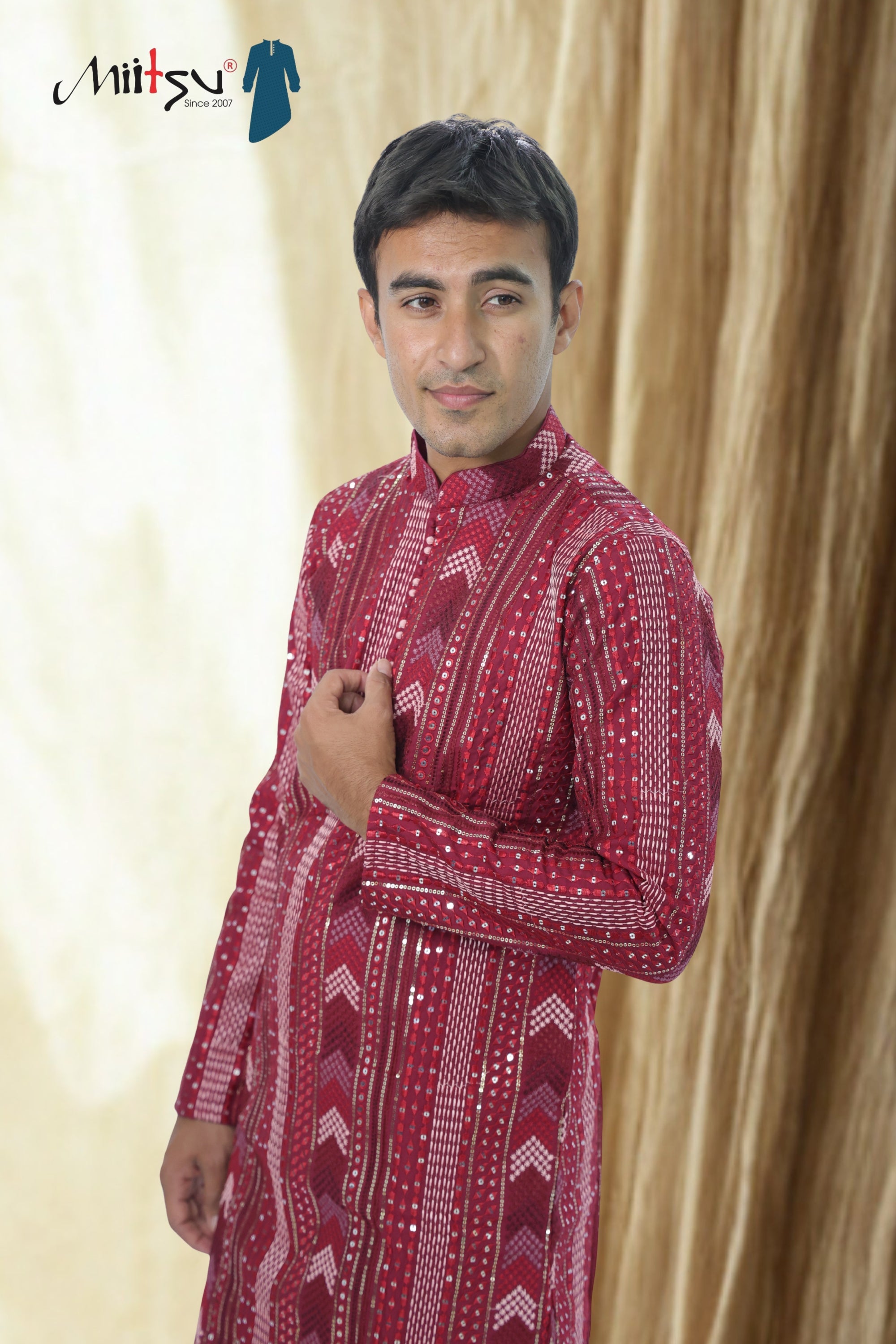 Thread Work with Mirror Lucknowi Kurta Set (5179)