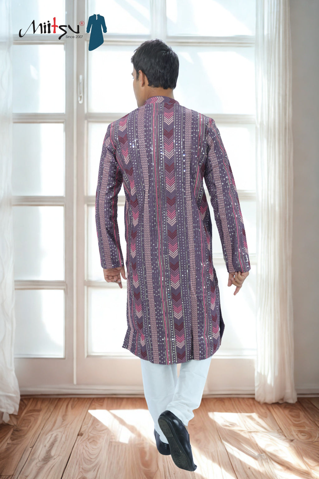 Thread Work with Mirror Lucknowi Kurta Set (5179)