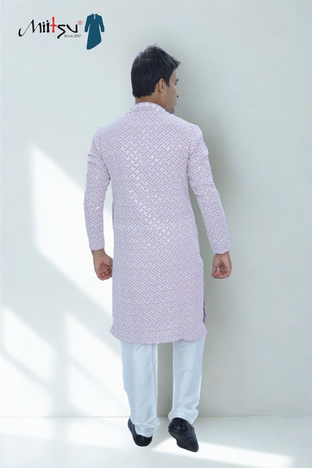 Pastel Lakhnavi Ethnic Motifs Sequinned Kurta (6332)