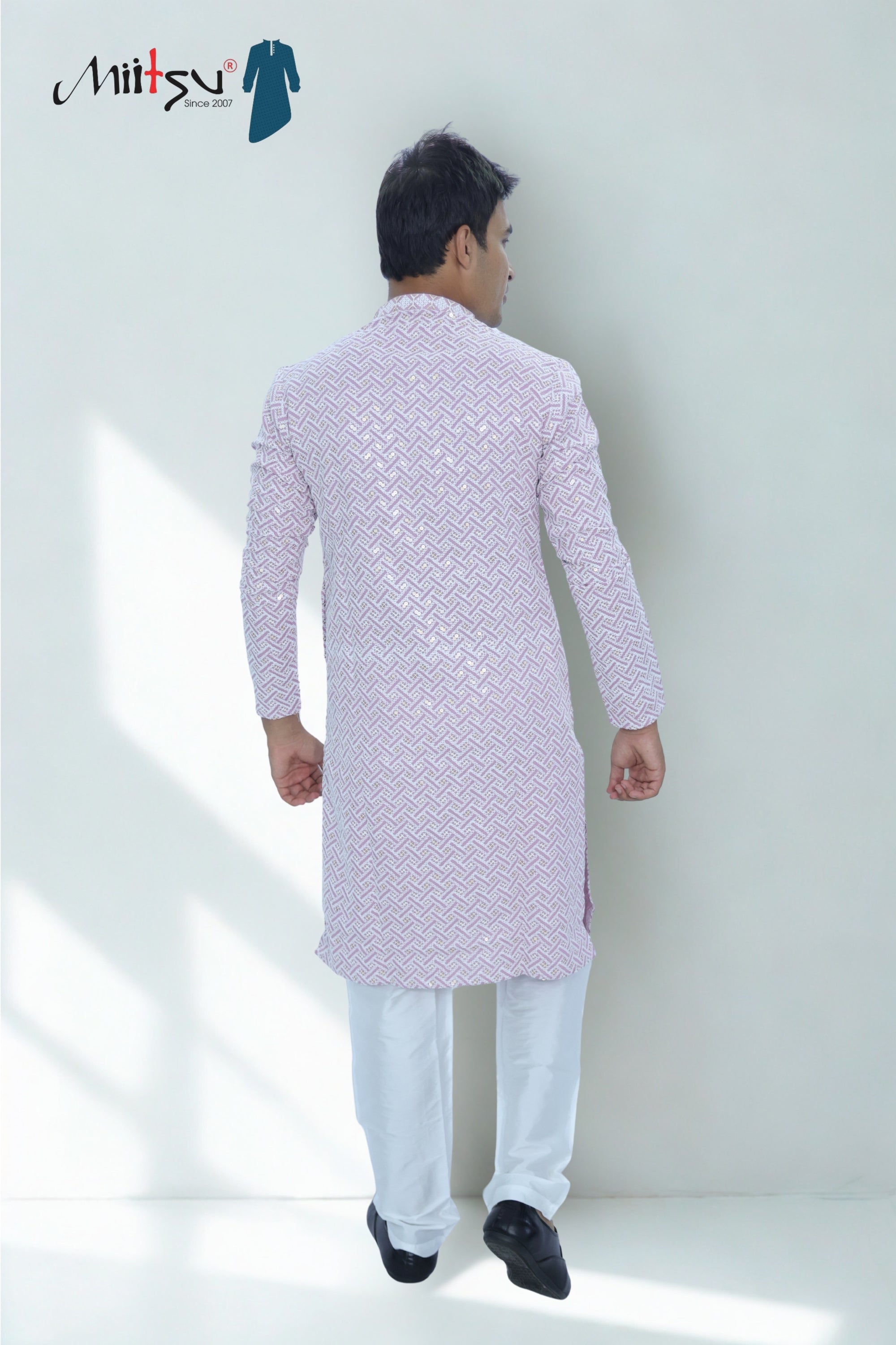 Pastel Lakhnavi Ethnic Motifs Sequinned Kurta (6332)