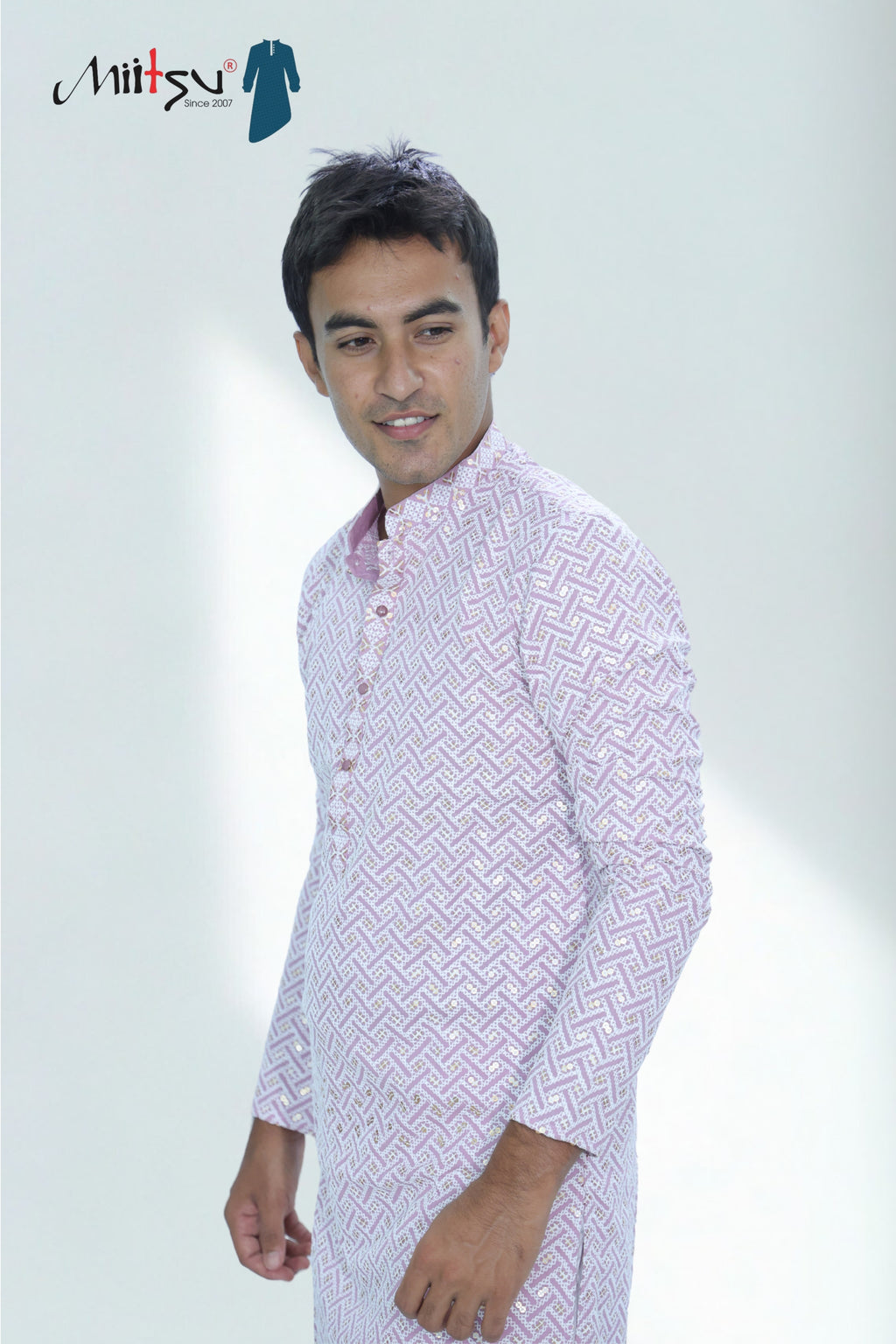 Pastel Lakhnavi Ethnic Motifs Sequinned Kurta (6332)