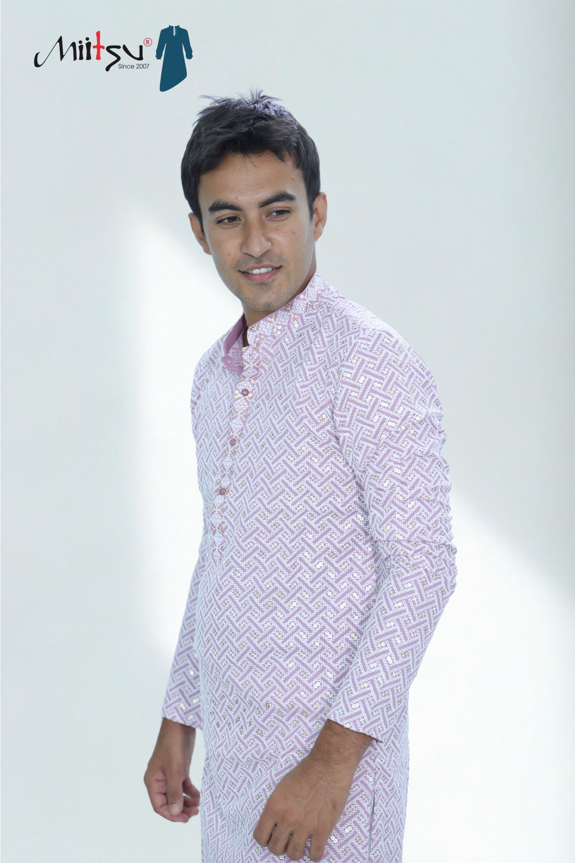 Pastel Lakhnavi Ethnic Motifs Sequinned Kurta (6332)
