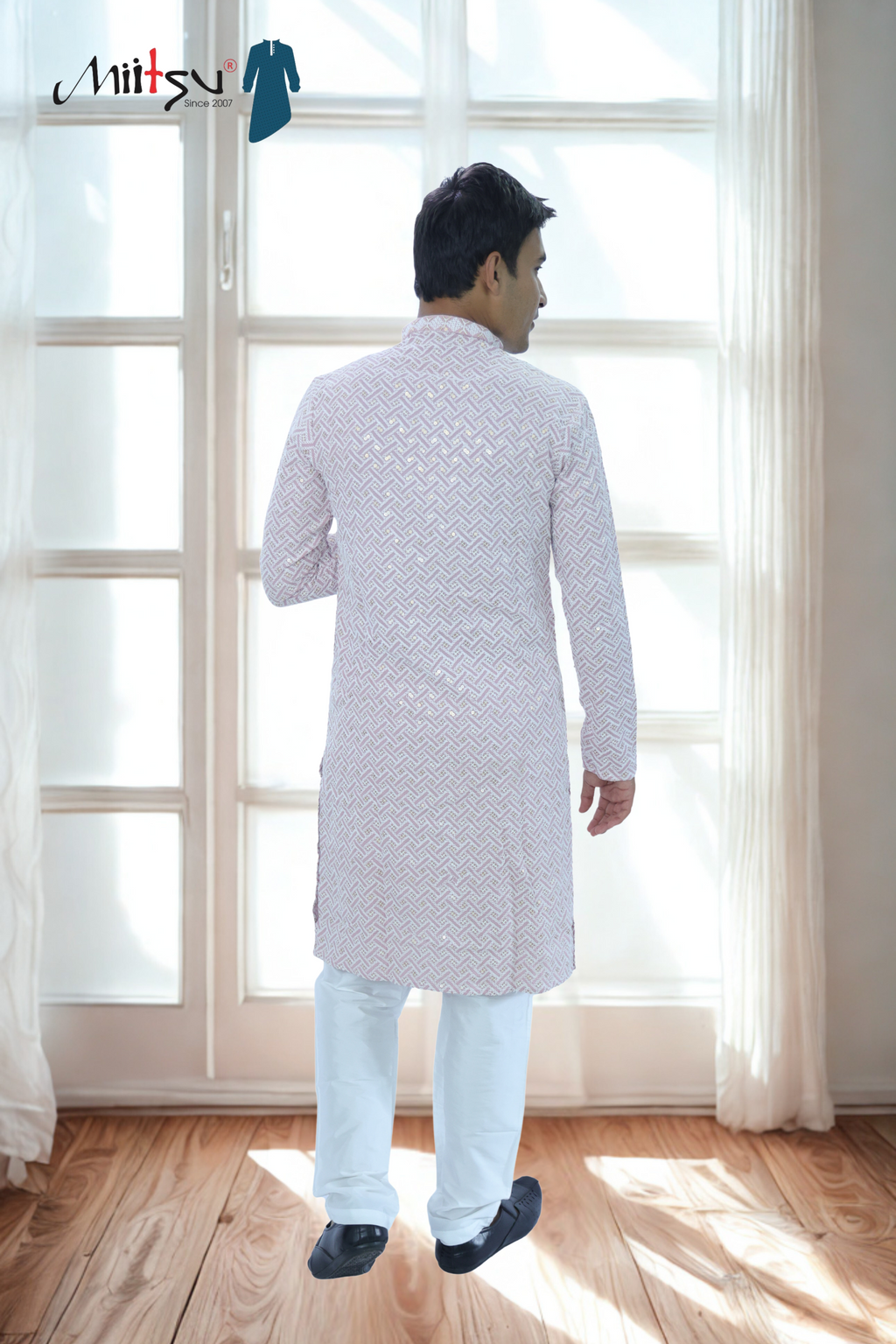 Pastel Lakhnavi Ethnic Motifs Sequinned Kurta (6332)