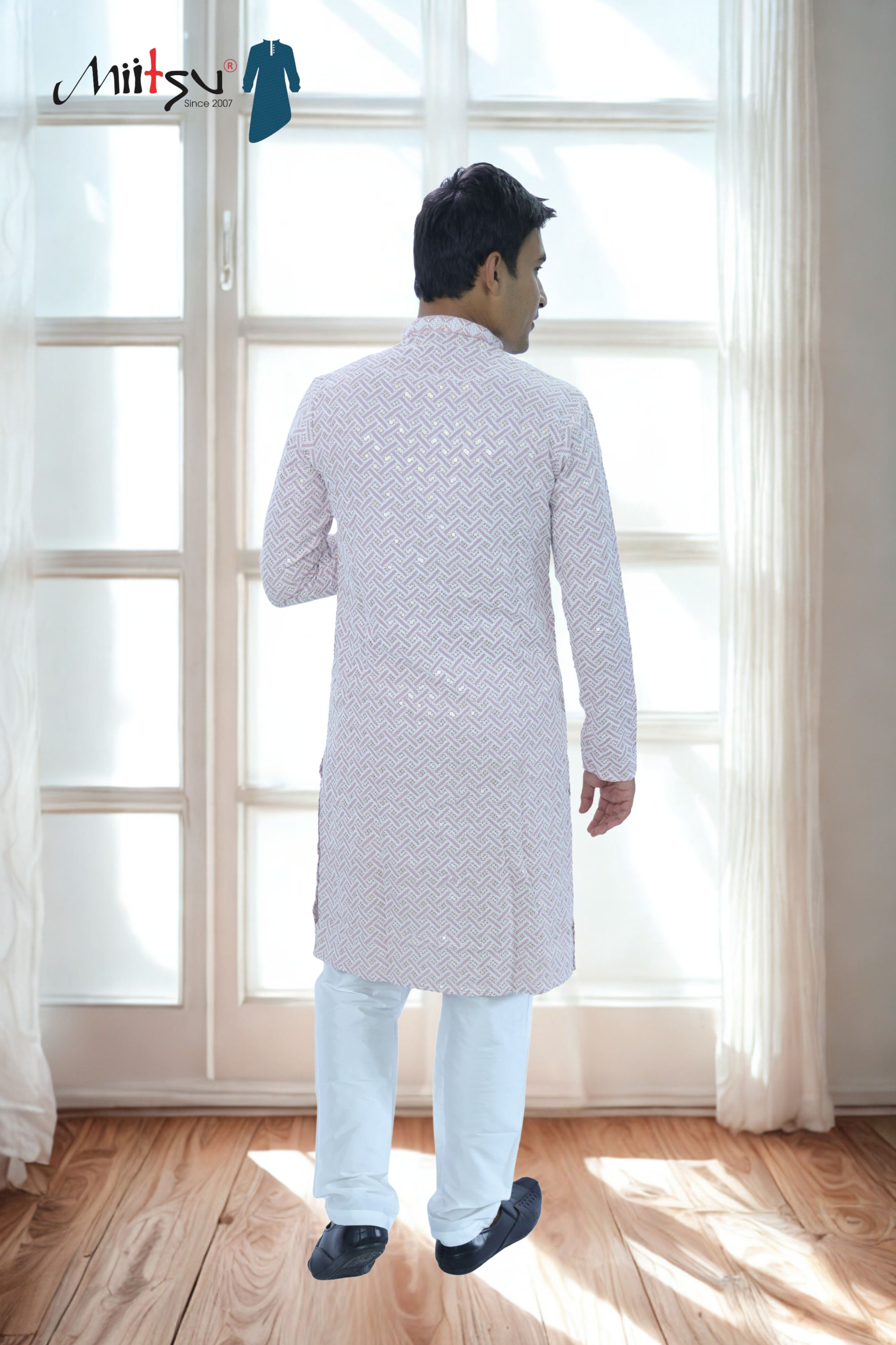 Pastel Lakhnavi Ethnic Motifs Sequinned Kurta (6332)