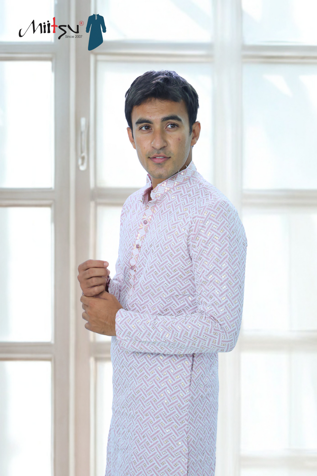 Pastel Lakhnavi Ethnic Motifs Sequinned Kurta (6332)