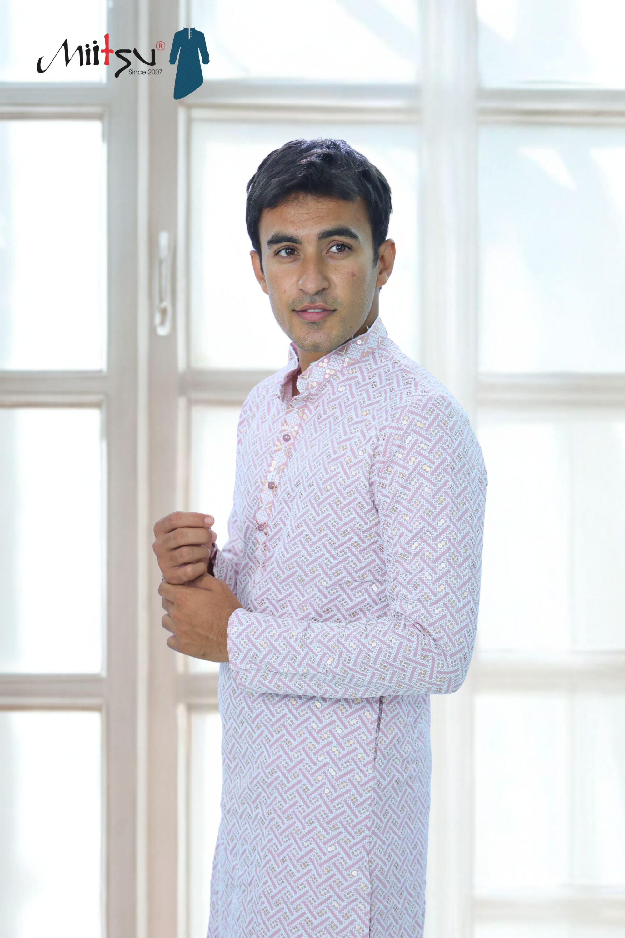 Pastel Lakhnavi Ethnic Motifs Sequinned Kurta (6332)