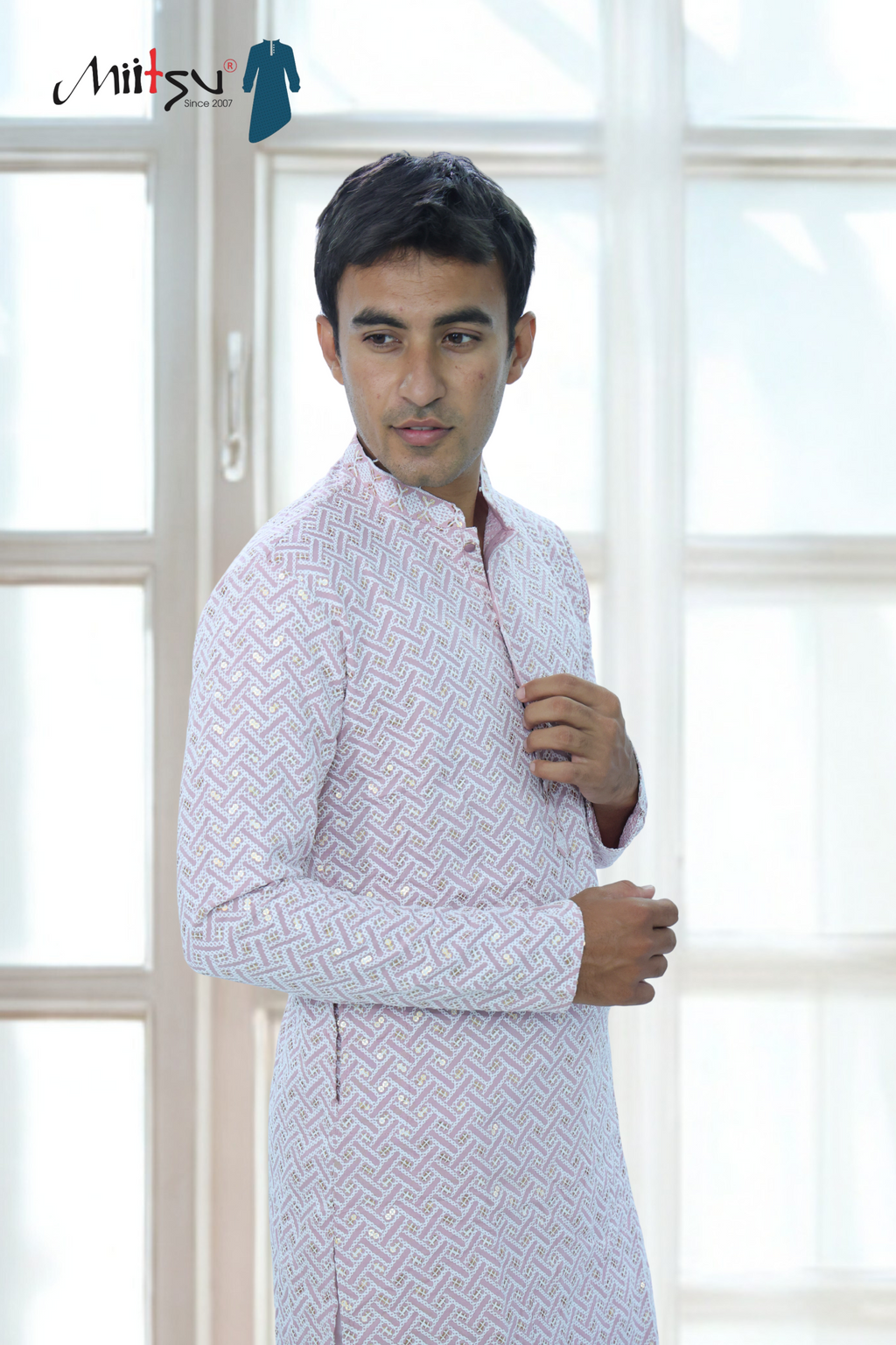 Pastel Lakhnavi Ethnic Motifs Sequinned Kurta (6332)
