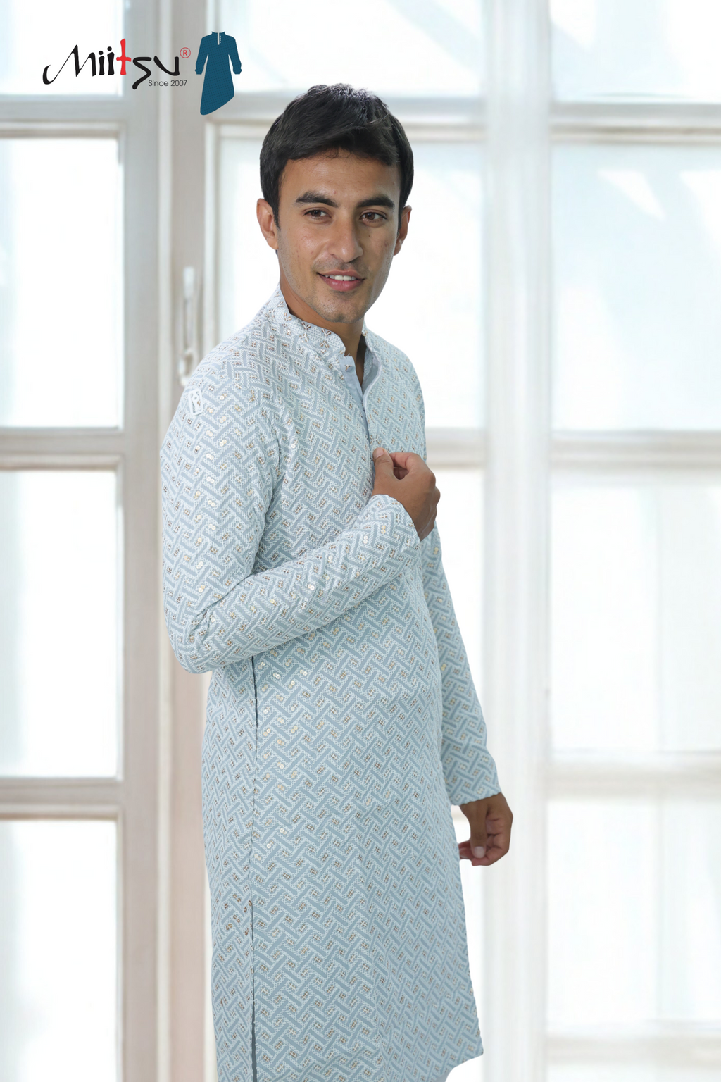 Pastel Lakhnavi Ethnic Motifs Sequinned Kurta (6332)