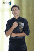 Midnight Majesty Kurta with Tiger Patchwork (ST18)