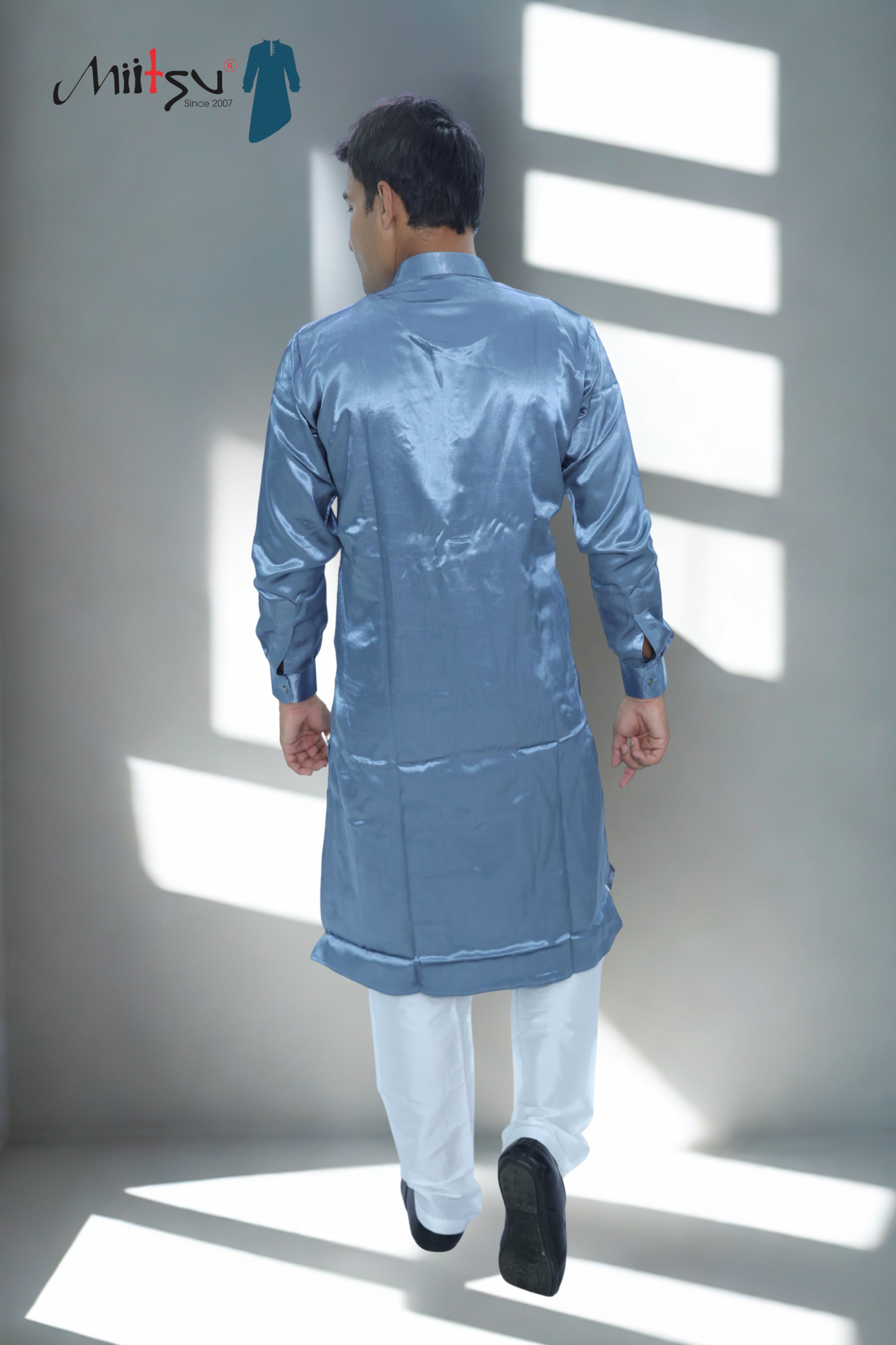 Grey Royalty Kurta with Horse Patchwork (ST13)