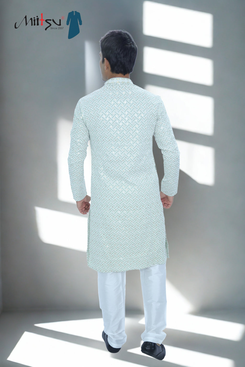 Pastel Lakhnavi Ethnic Motifs Sequinned Kurta (6332)