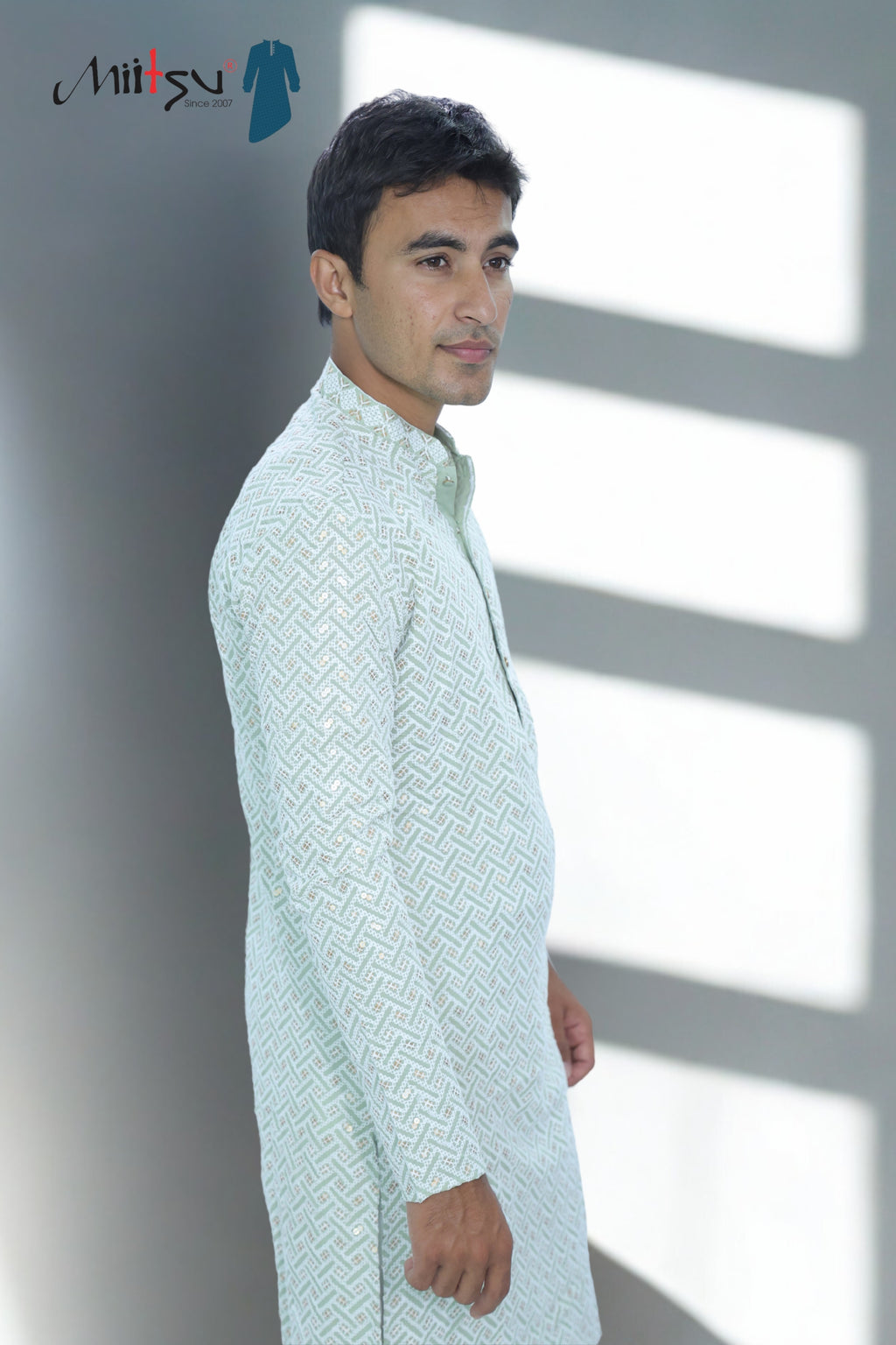 Pastel Lakhnavi Ethnic Motifs Sequinned Kurta (6332)
