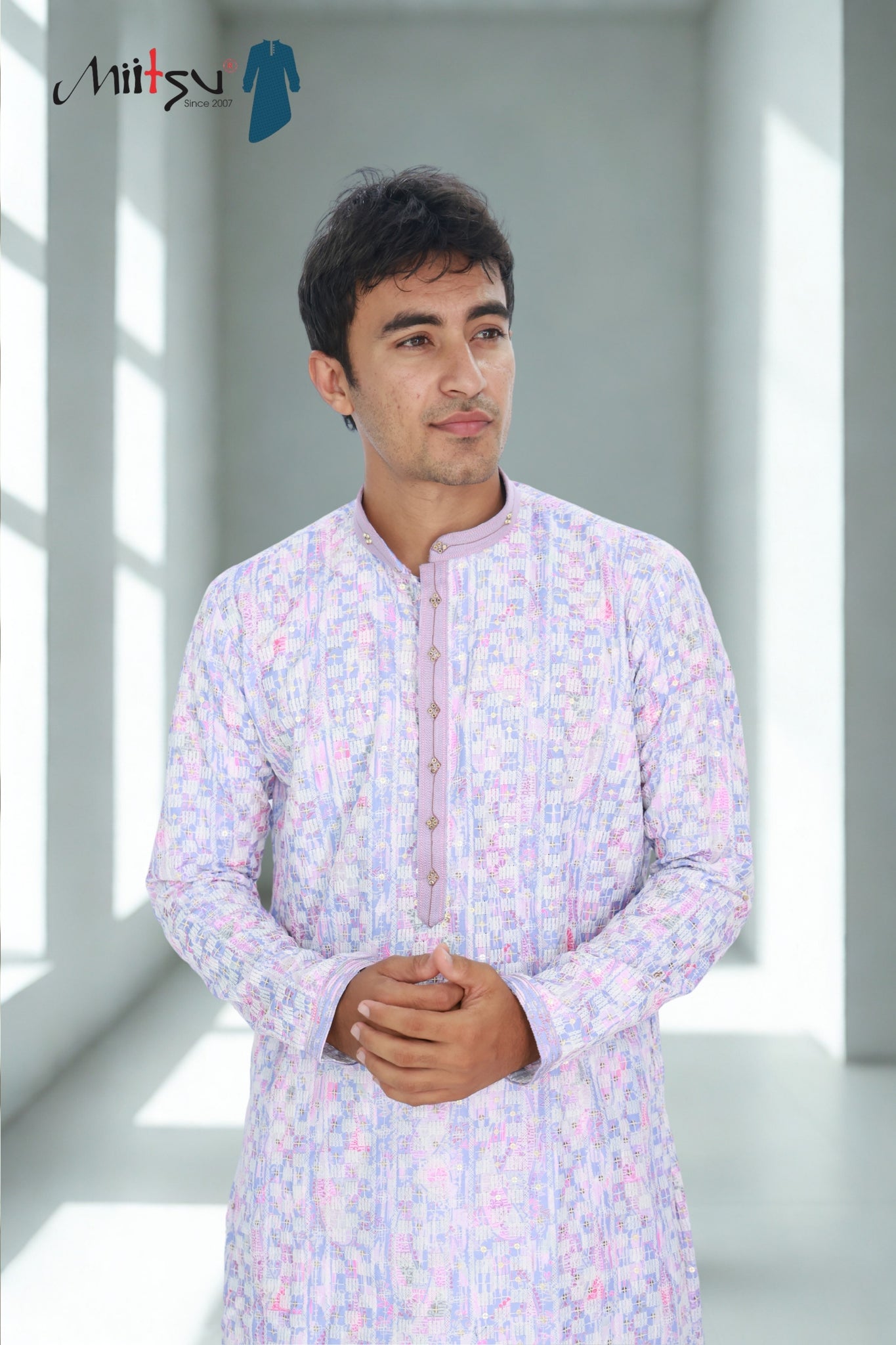 Men’s Pastel Multicolor Kurta Set – Subtle Elegance (7280)