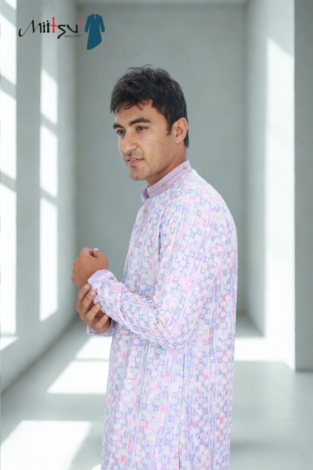 Men’s Pastel Multicolor Kurta Set – Subtle Elegance (7280)