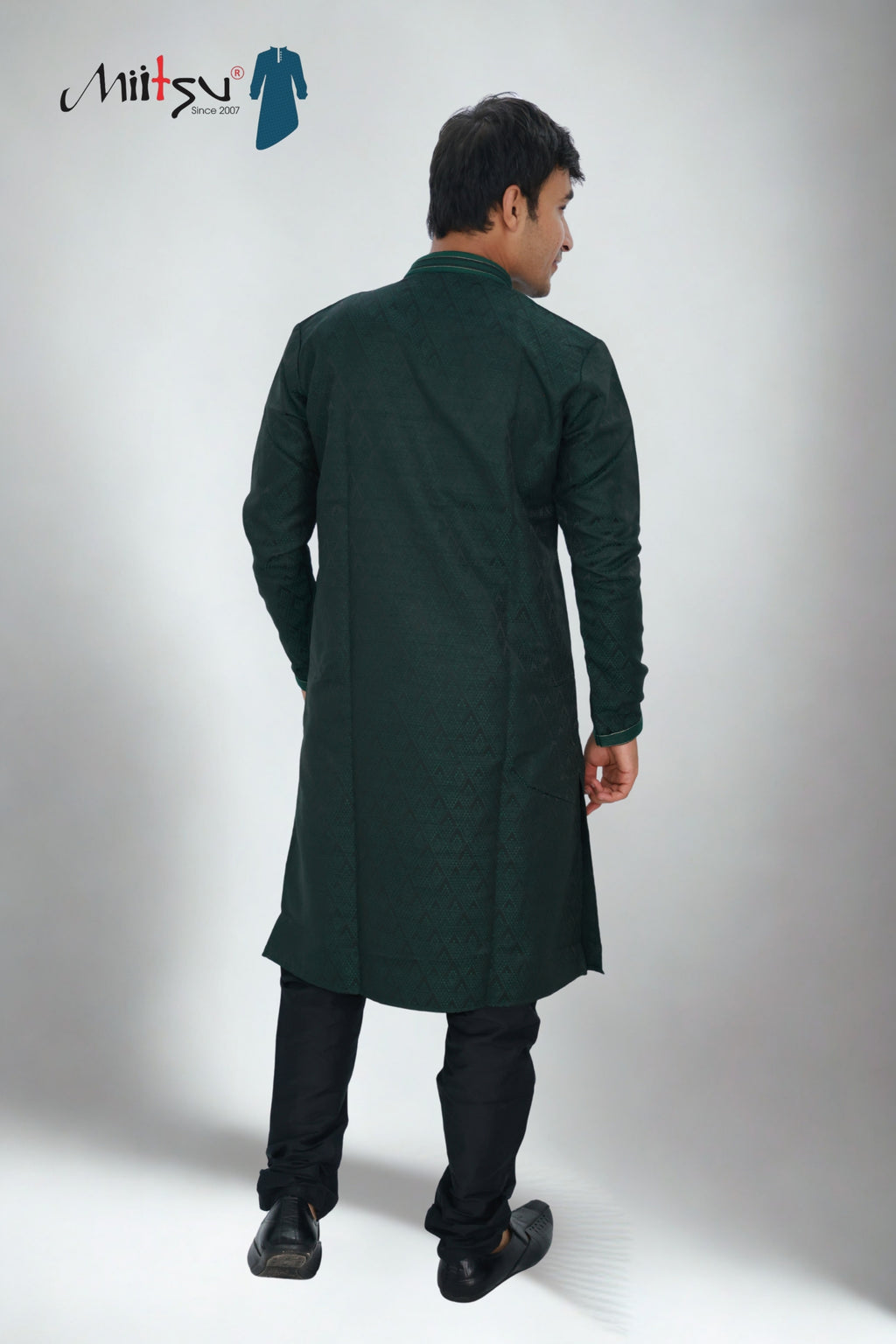 Men’s Deep Emerald Textured Kurta Set  (60022)