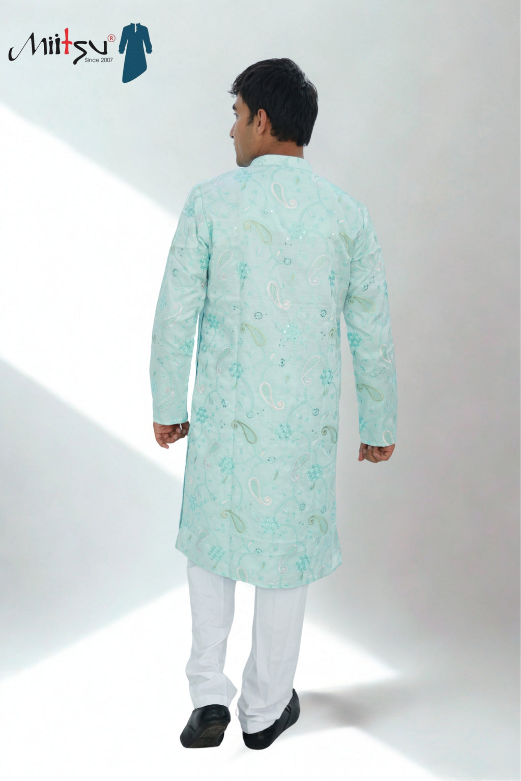 Men’s Sky Blue Embroidered Kurta Set – Festive Classic (10047)