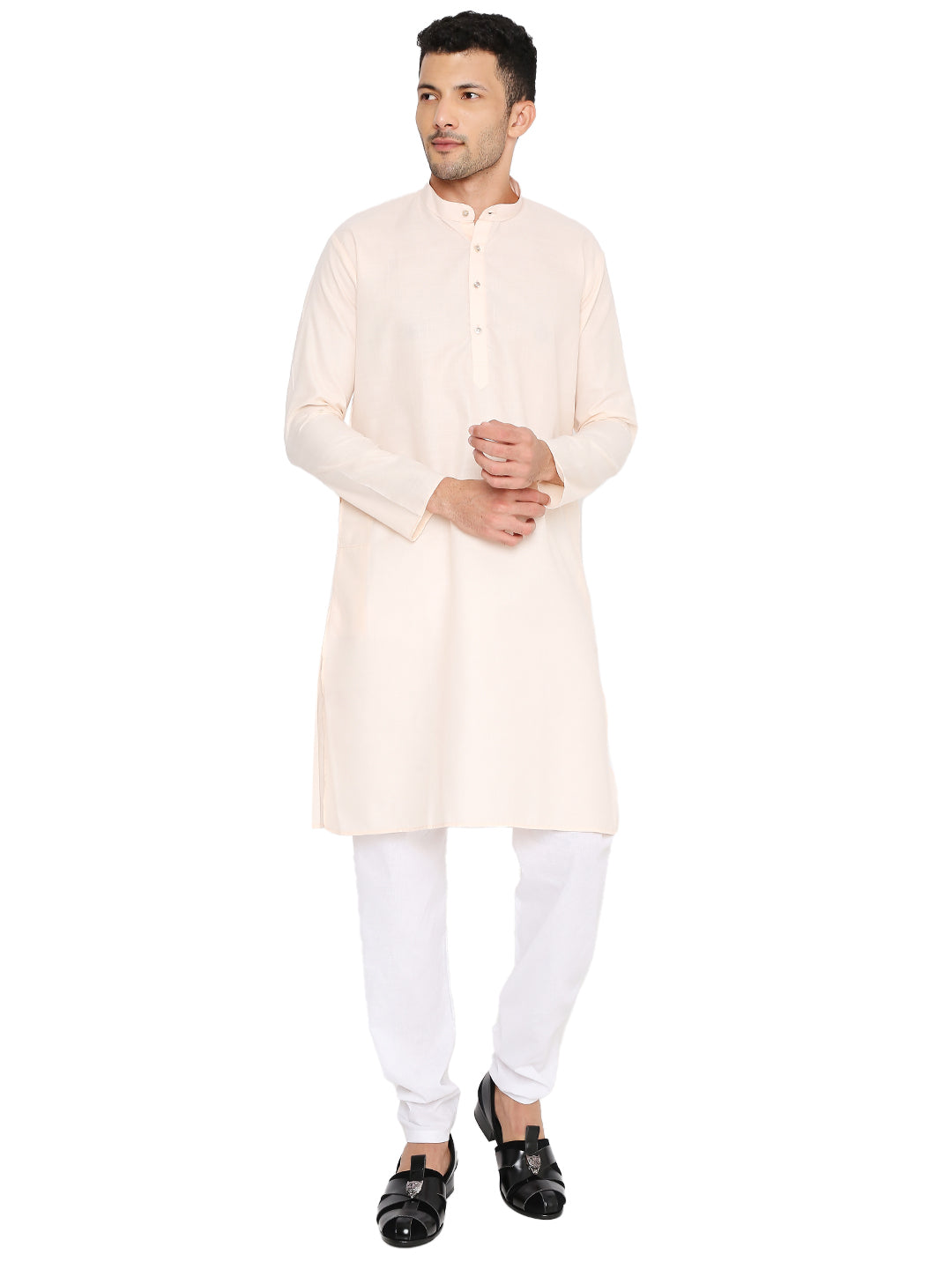 Light Peach Plain Kurta Set (1107)