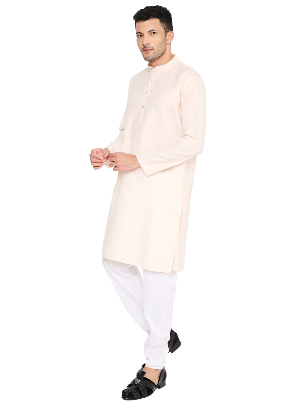 Light Peach Plain Kurta Set (1107)