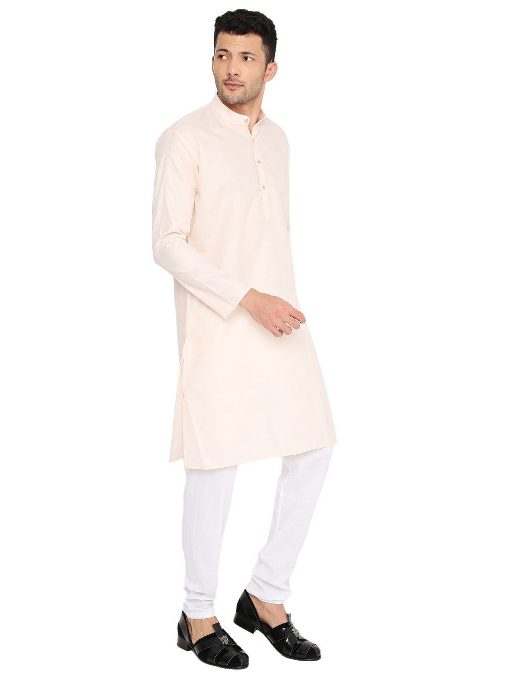 Light Peach Plain Kurta Set (1107)