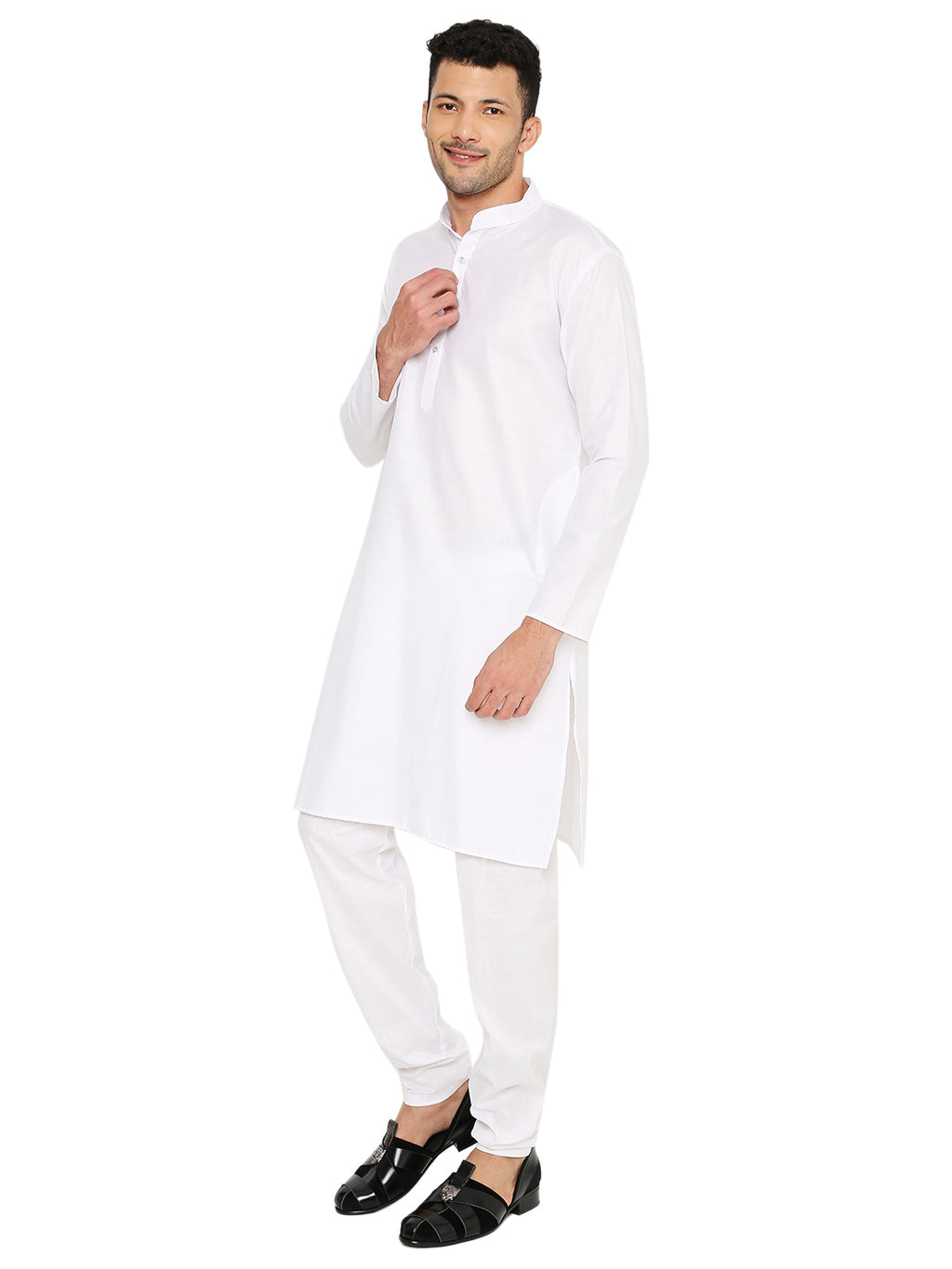 White Plain Kurta Set (1101)