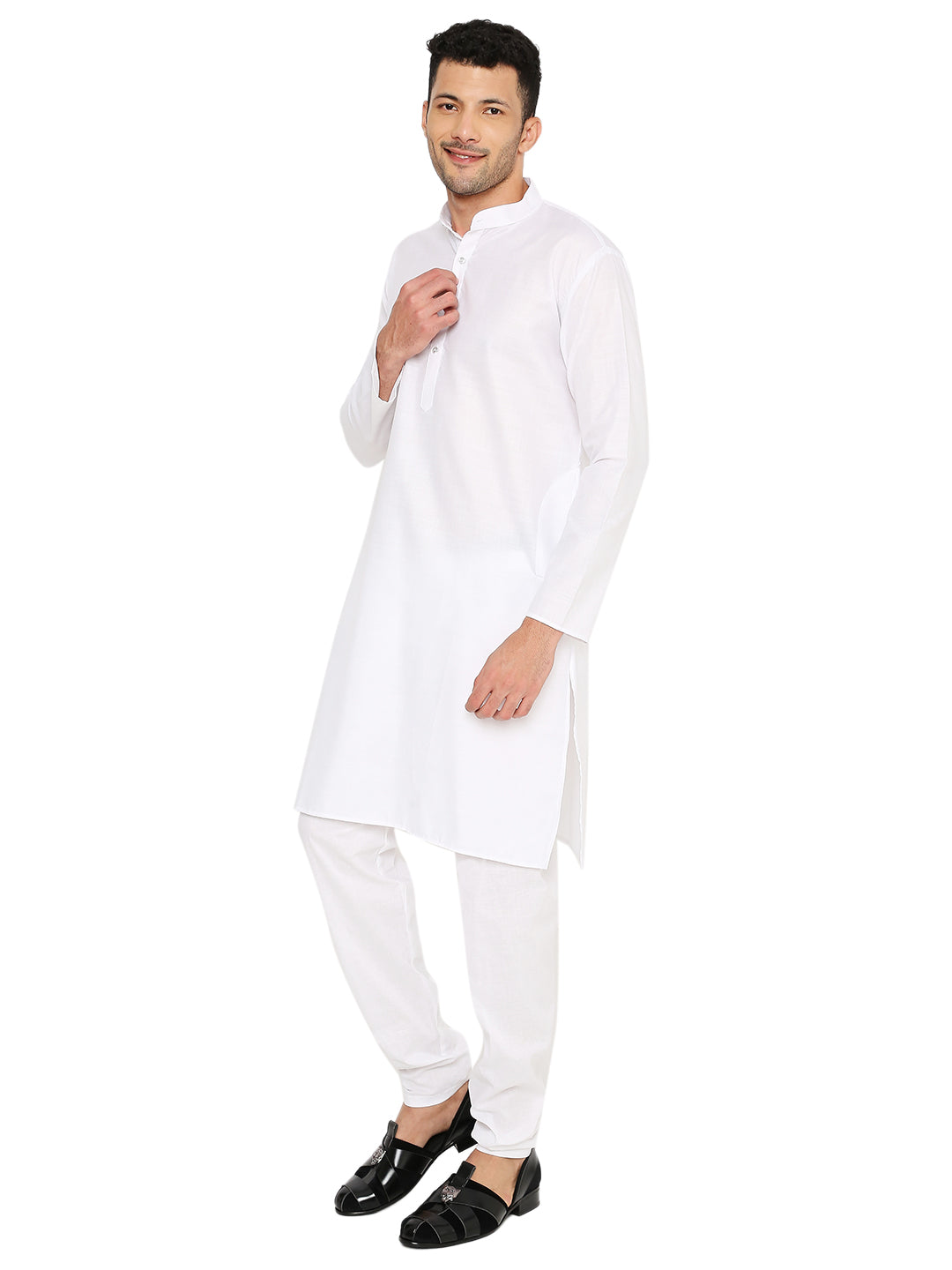 White Plain Kurta Set (1101)