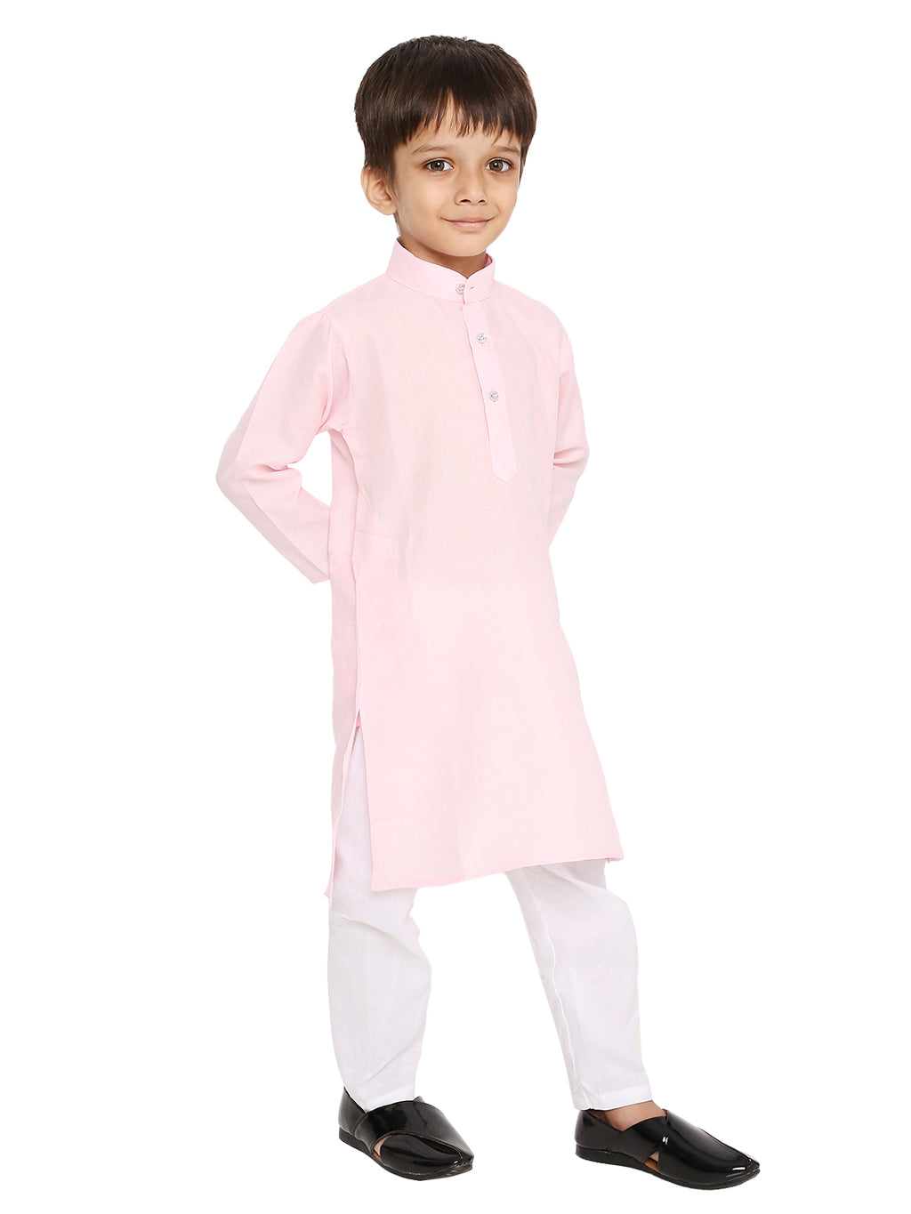 Light Pink Plain Kid's Kurta Set (2104)