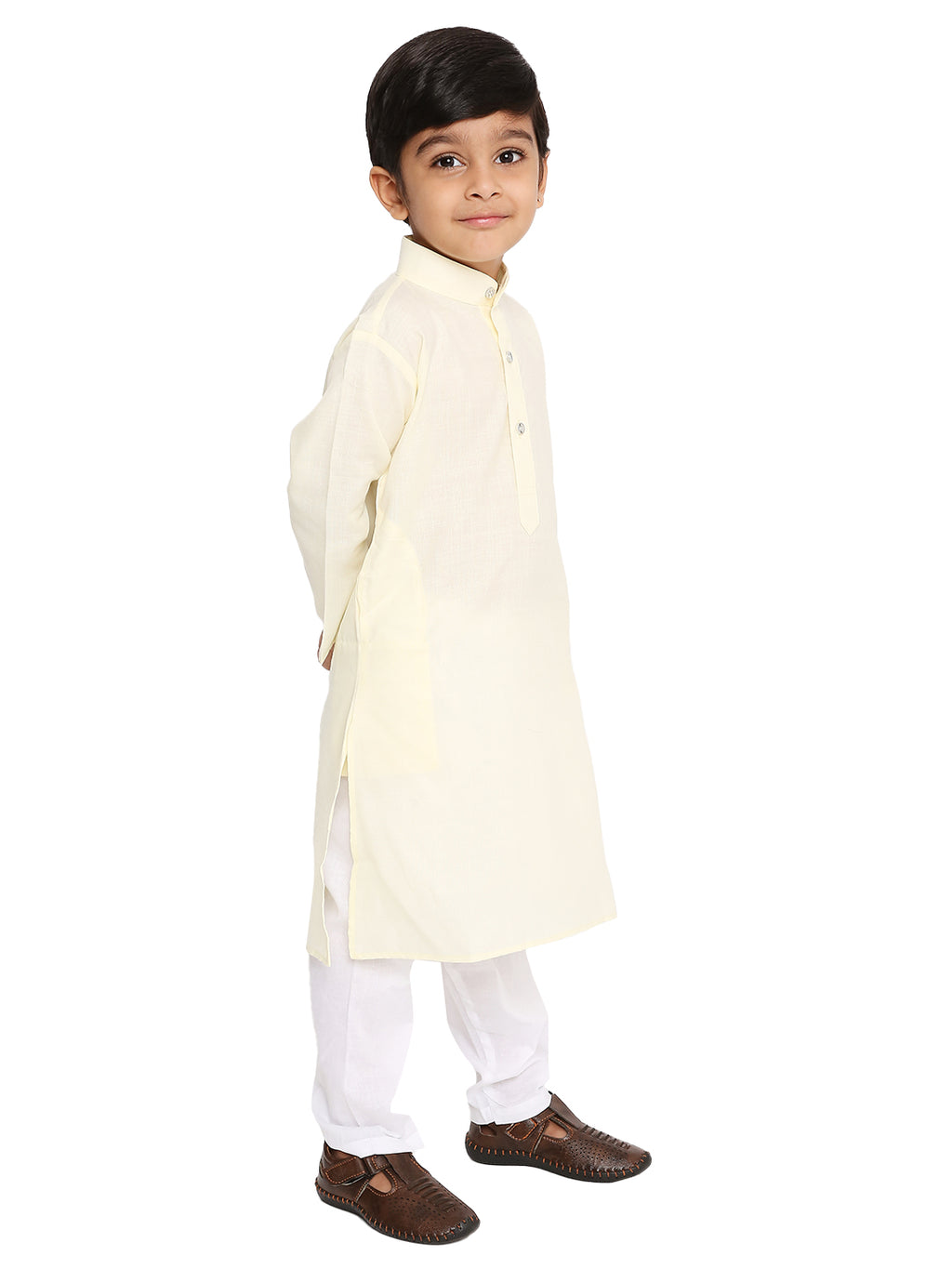 Light Cream Plain Kid's Kurta Set (2105)