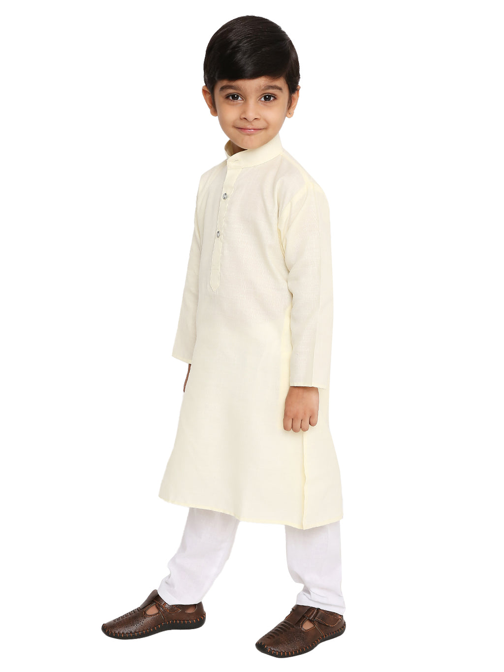 Light Cream Plain Kid's Kurta Set (2105)