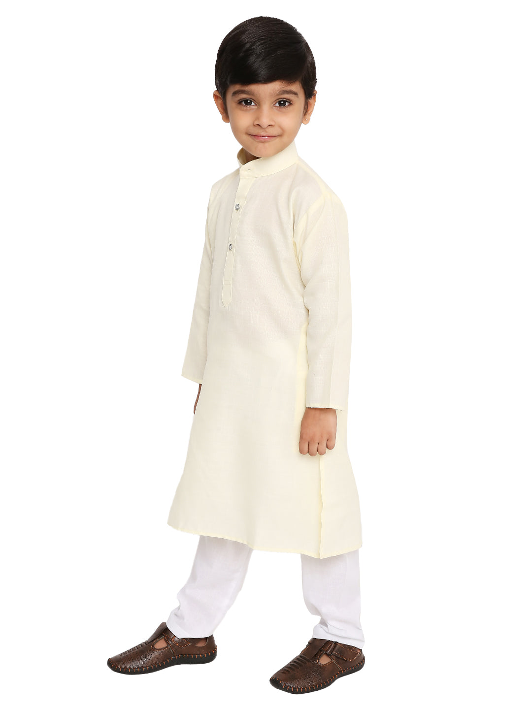 Light Cream Plain Kid's Kurta Set (2105)