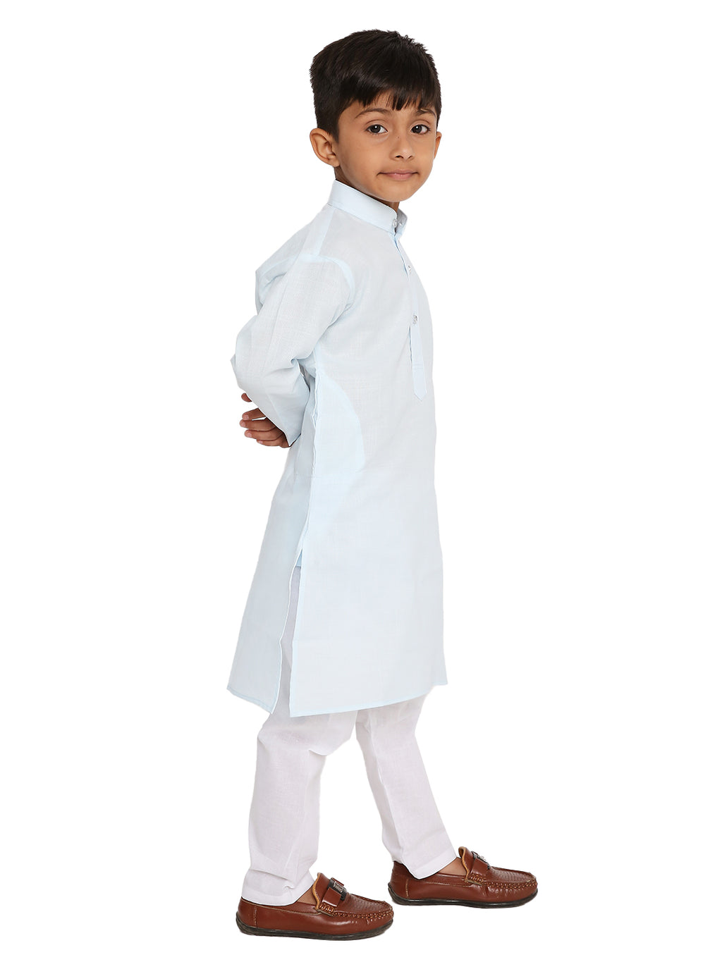 Light Sky Plain Kid's Kurta Set (2106)