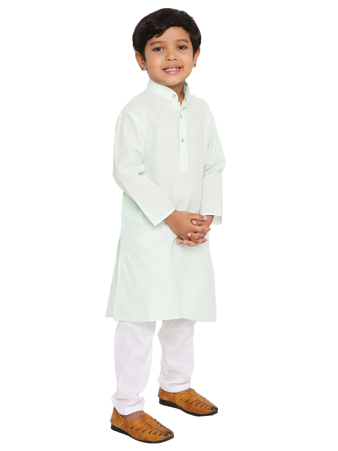 Light Pista Plain Kid's Kurta Set (2108)