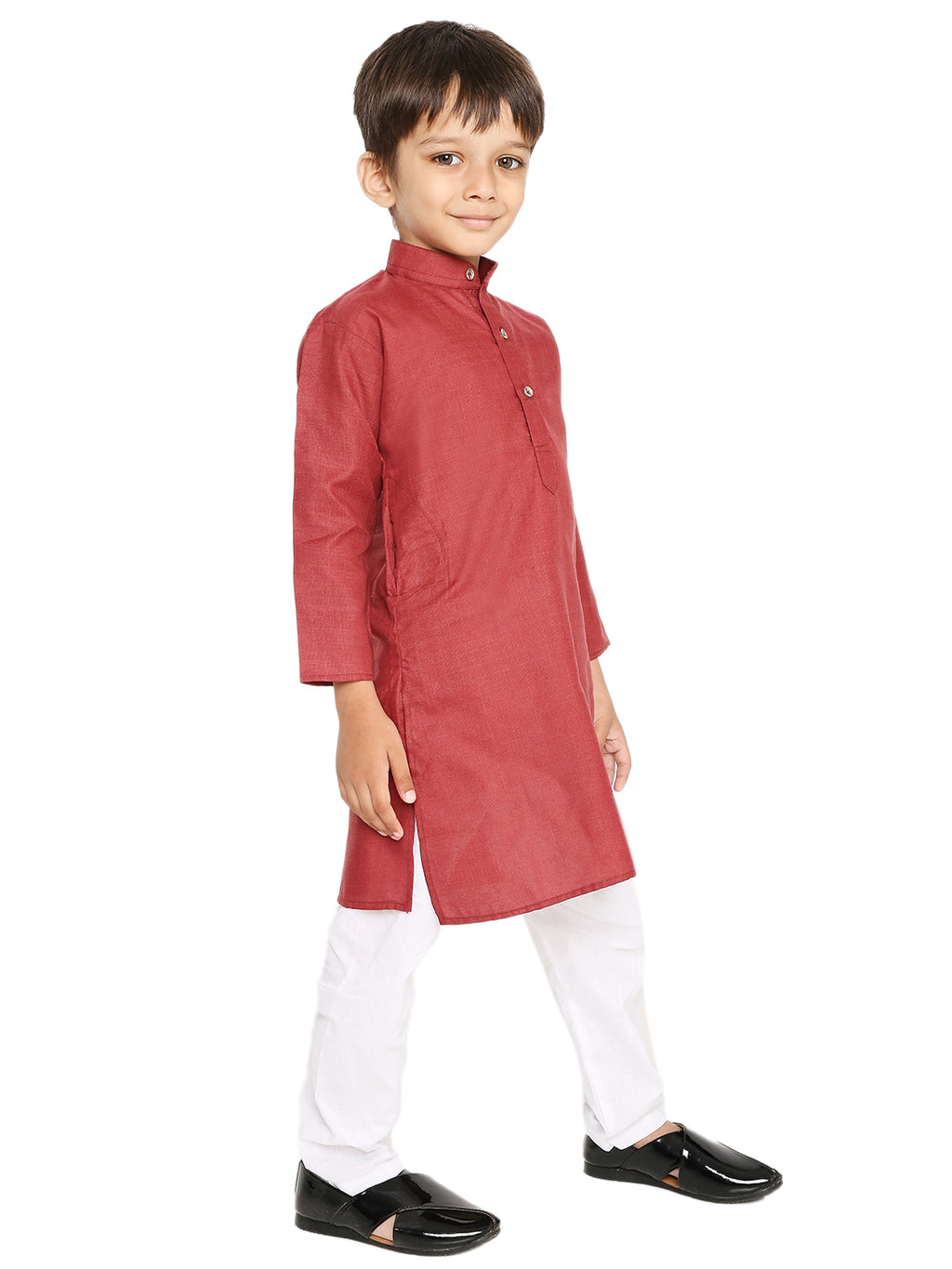 Maroon Plain Kid's Kurta Set (2128)