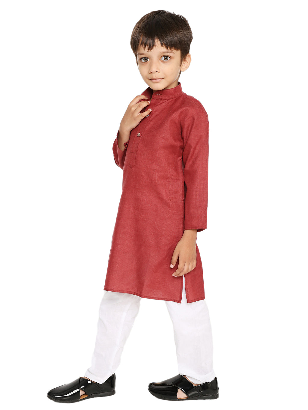 Maroon Plain Kid's Kurta Set (2128)